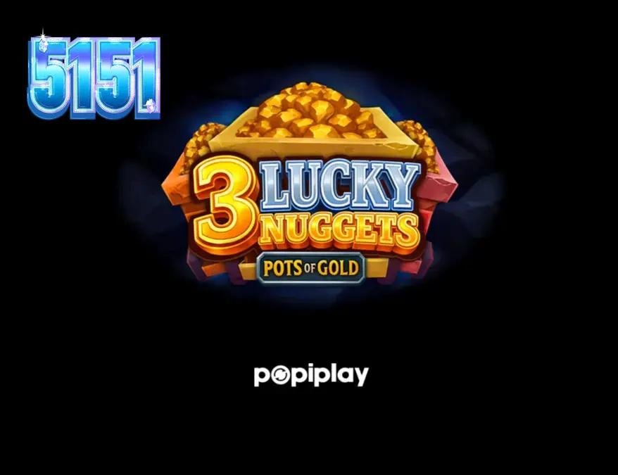O mineiro animado de 3 Lucky Nuggets celebrando uma vitória em frente a uma mina de ouro.